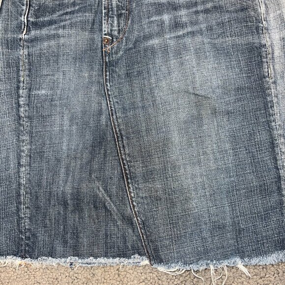 EARNEST SEWN Brinklsy Asymmetrical Crossover Blue Denim Mini Skirt - EUC - 26 - Picture 3 of 8